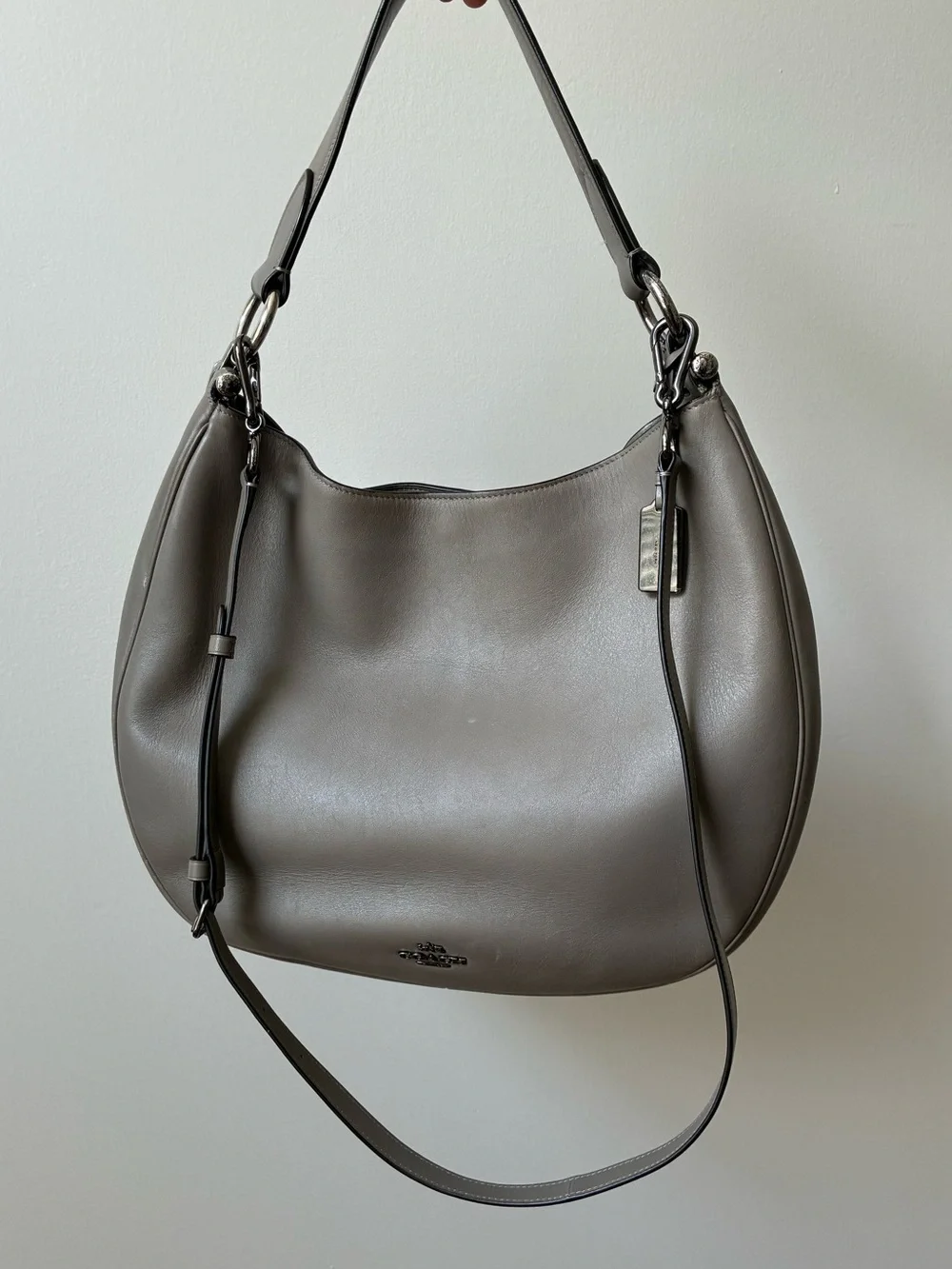 Coach Mae Leather Hobo Shoulder Crossbody Purse, 36026, Grey Birch / Gunmetal